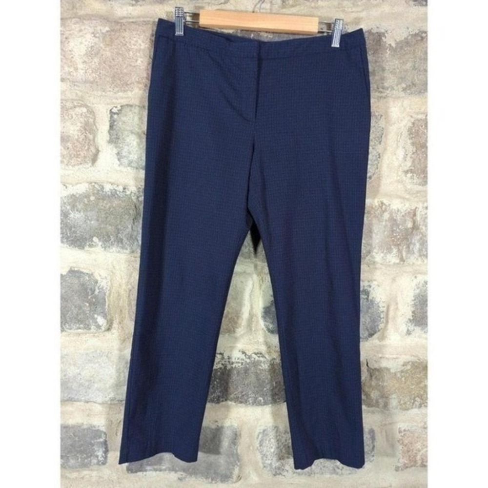 Mario‎ Serrani Italy Navy Blue Geometric Print Slim Cropped Trousers Women's 8